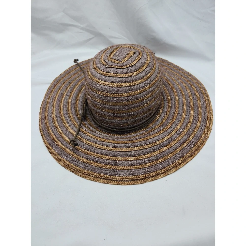 Pins and Needles Straw Wide Brim Hat Boho Woven Sun Hat Neutral One Size Beach